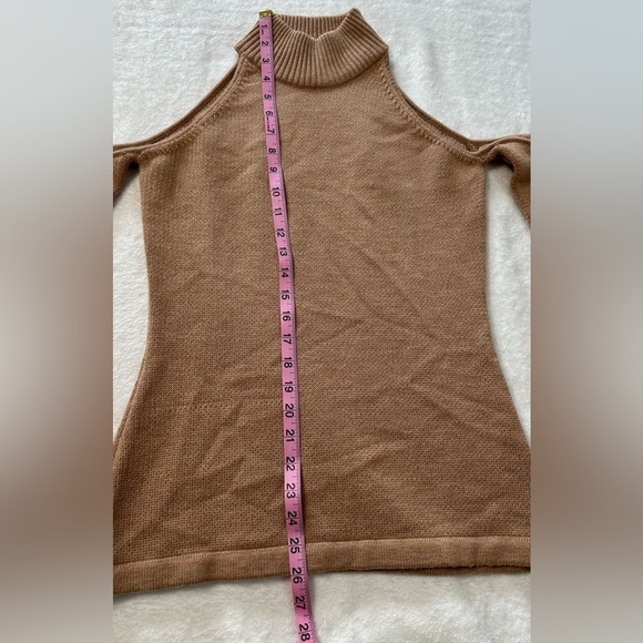 Jonathan Simkhai Loopy Yarn Cold Shoulder Pullover Tan  Turtleneck Sweater - Picture 10 of 16